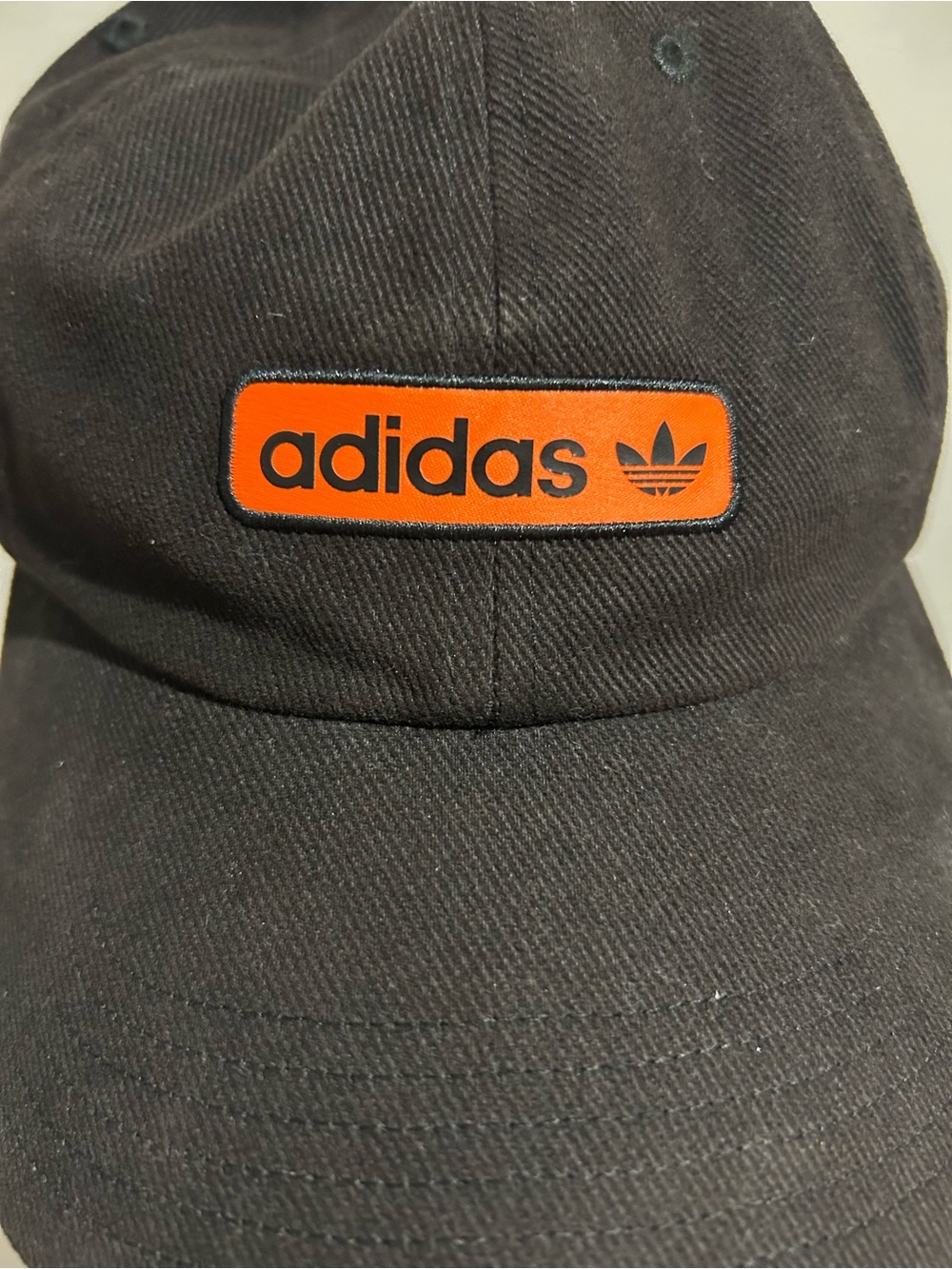 Adidas Unisex Black Hat with Orange Logo Patch - Picture 9 of 9